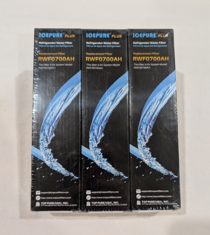 3pk Lot IcePure Plus Replacement Refrigerator Water Filter RWF0900AH New Sealed