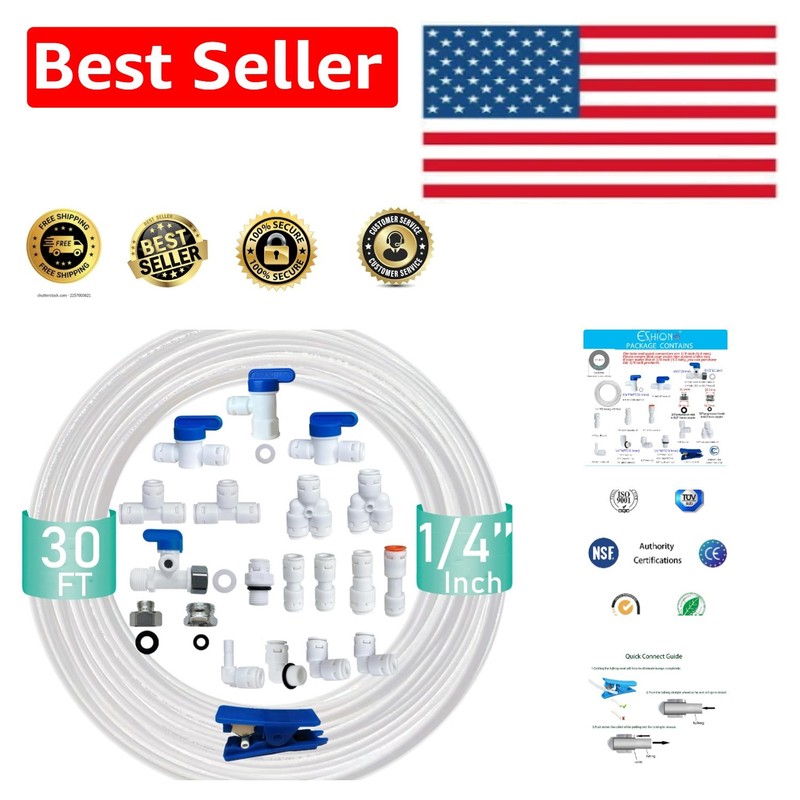 1/4″ Water Filter Connectors with Shut-Off Valve – NSF Approved 18 pcs