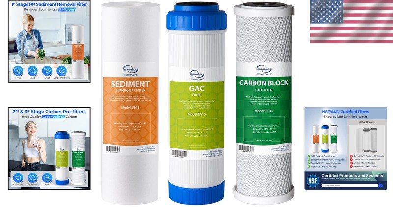F3 Prefilter Water Filter Pack for Standard RO Systems Removes Sediment Chlorine gallery