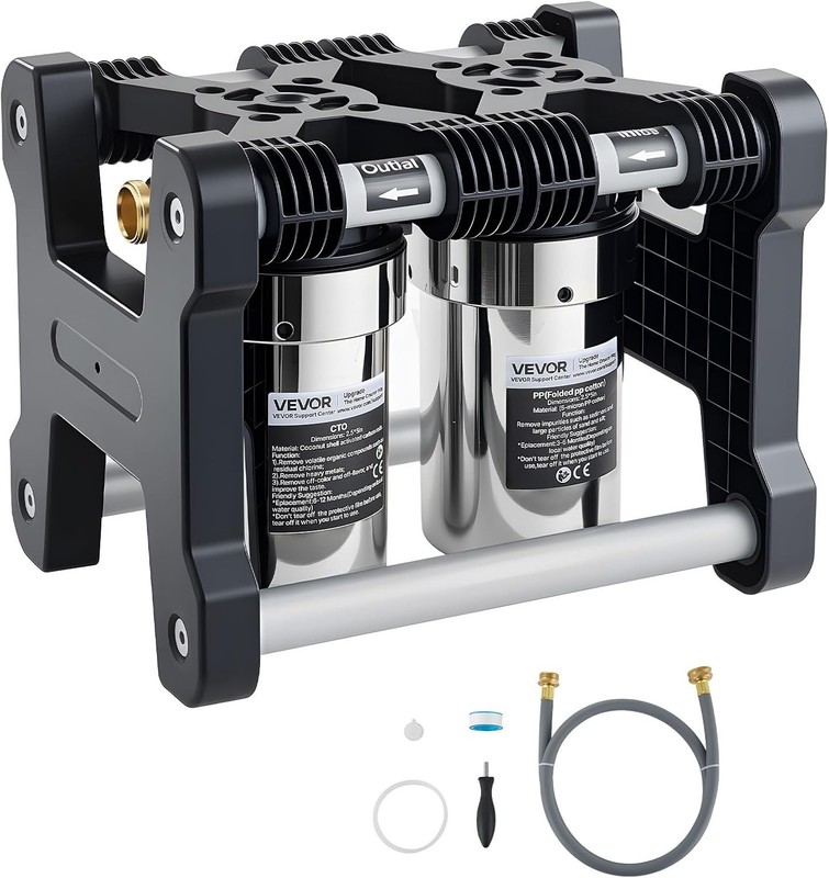 RV Water Filter System, 5-Micron Dual Stage Premium RV Water Filtration System w