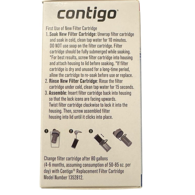 Contigo Clybourn Water Bottle Replacement Filter Cartridge Model 1352812 7 pack gallery