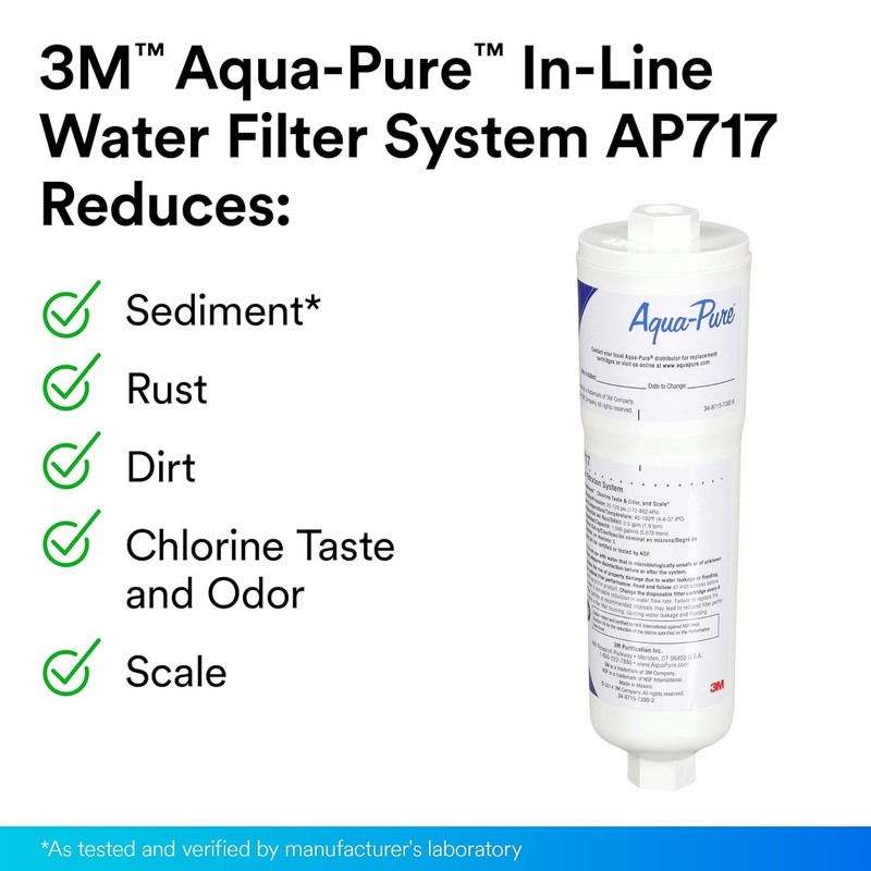 Aqua Pure AP717 Inline Water Filter Refrigerator Ice Maker Chlorine Scale NSF gallery