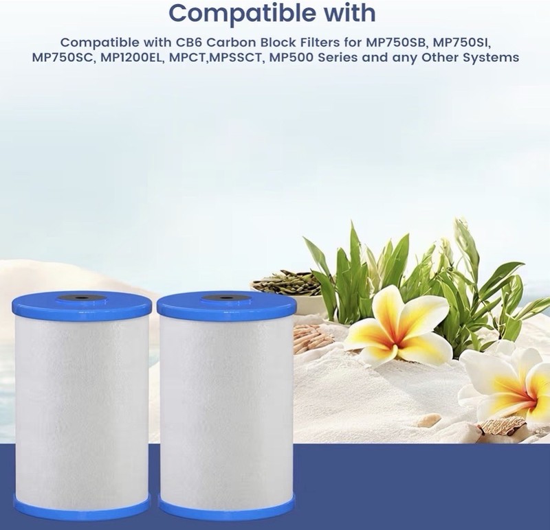 CB6 Carbon Block Water Filter Replacement 2-Pack for Aquasana MP750SB 6.7x4.3 gallery