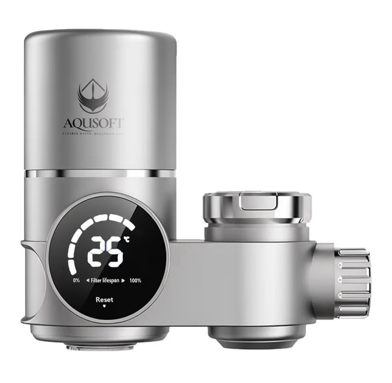 Aqusoft Faucet Mount Water Filter – LED & 99% Filtration 💦 New
