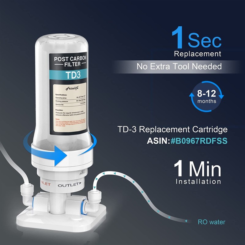 TD-3 Inline Water Filter, Fast Post Water Filter Removes Chlorine, VOCs & Odo... gallery