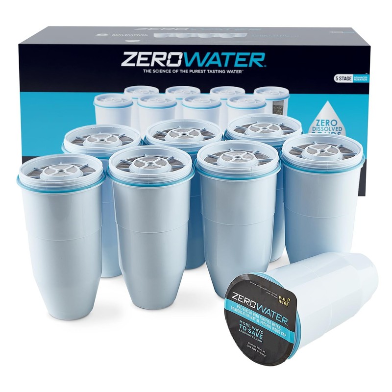 ZeroWater Official Replacement Filter – 5-Stage 0 TDS Zero 8-Pack, White
