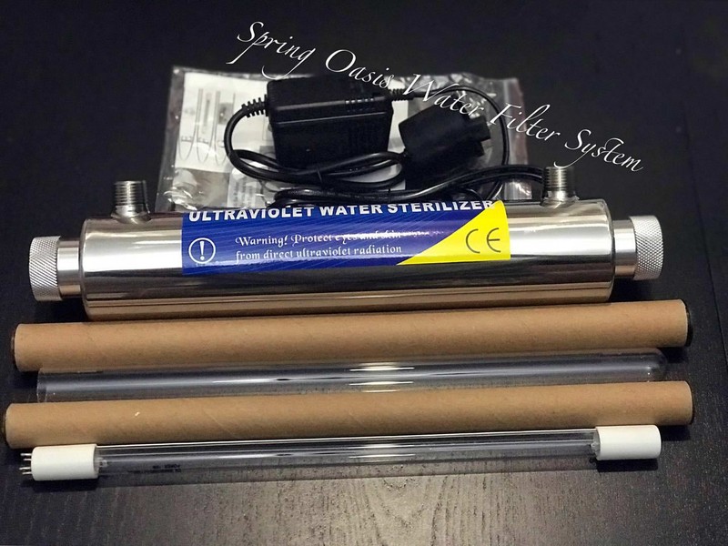 Ultraviolet UV Light 16W(254nm) Water Filter Stainless Steel Chamber w 1/2″ Port