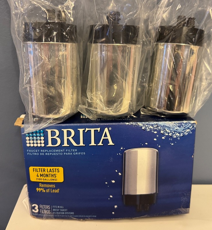 Brita Chrome Tap Water Faucet Replacement Filter 3 Pack FR-200 Open Box
